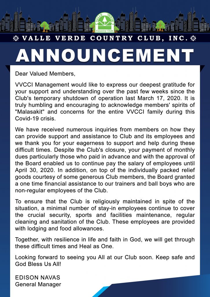 VVCCI ANNOUNCEMENT