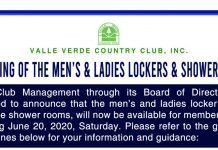 Reopening of Locker & Shower Rooms